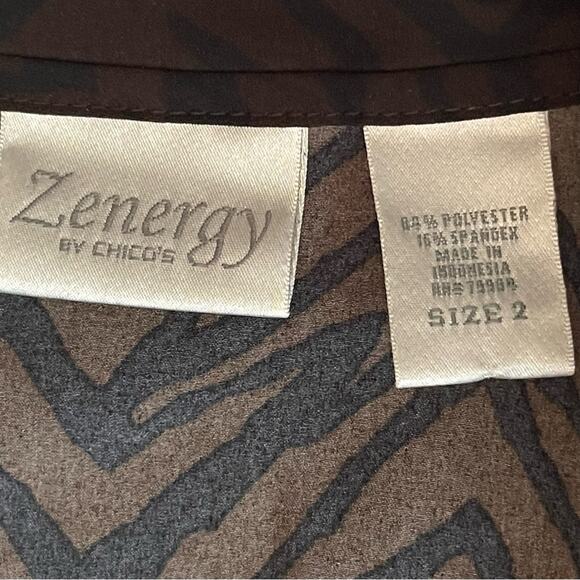 Chico’s Brown Black Animal Print Nylon GorpCore Lightweight Jacket NWOT Size 12 - Picture 7 of 10